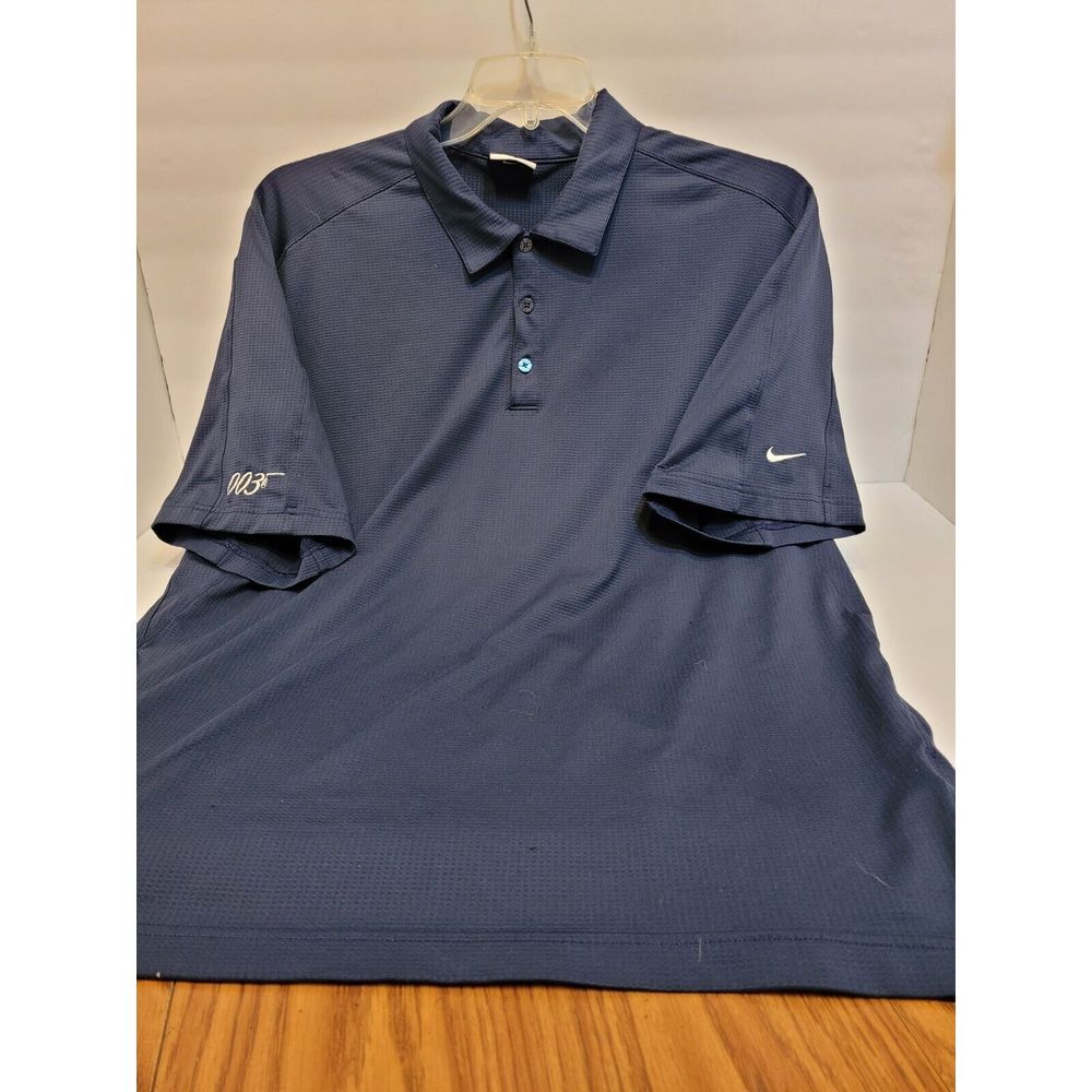 Nike Golf Polo Shirt Mens Large Navy Blue Excellent Fit Dry 003 143308-451